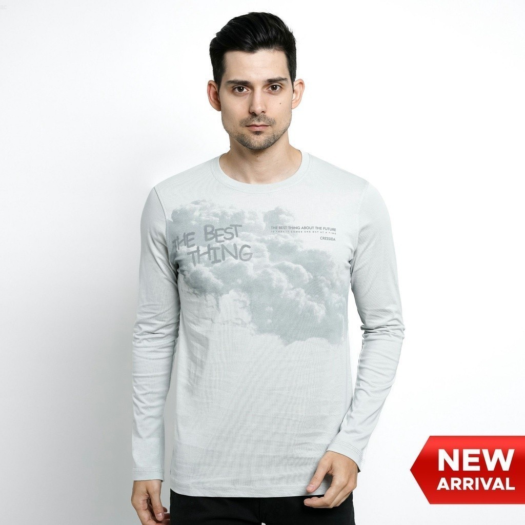 Cressida Kaos Lengan Panjang Pria T-Shirt Longsleeve Motif - MMBAL.BB054G Abu Muda Cressida Original
