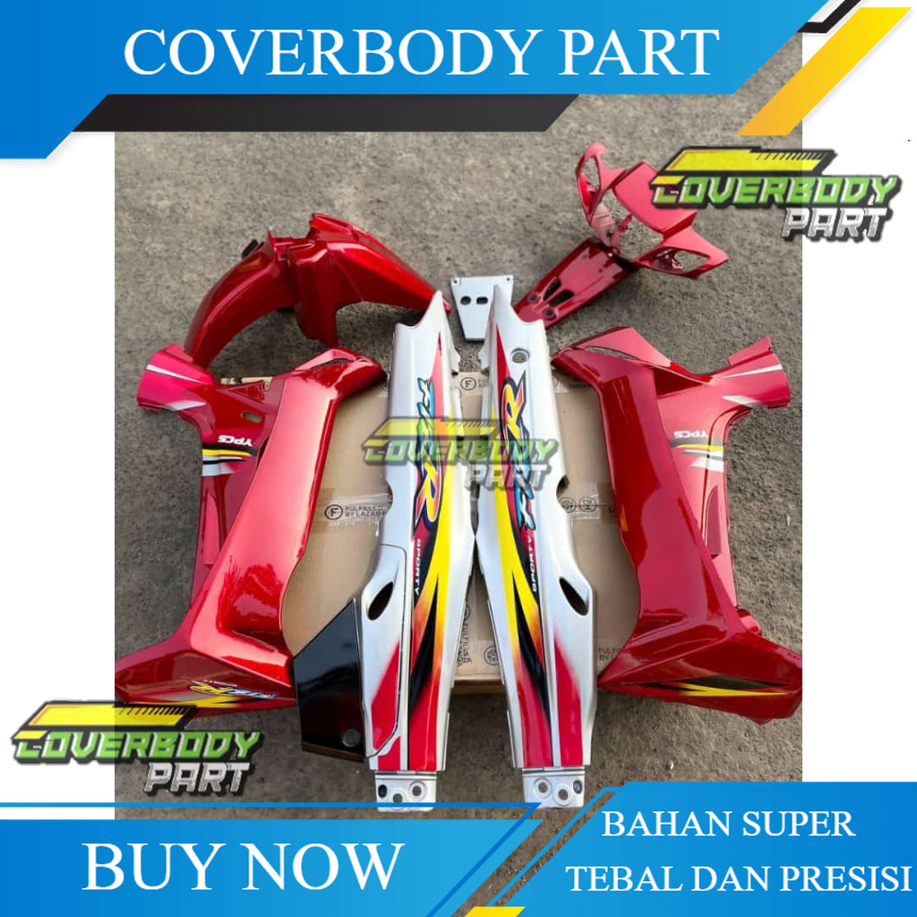 COVER BODY - COVER BODY BODI SET YAMAHA FIZ R F1Z R DUALTONE SPORTY MERAH SILVER