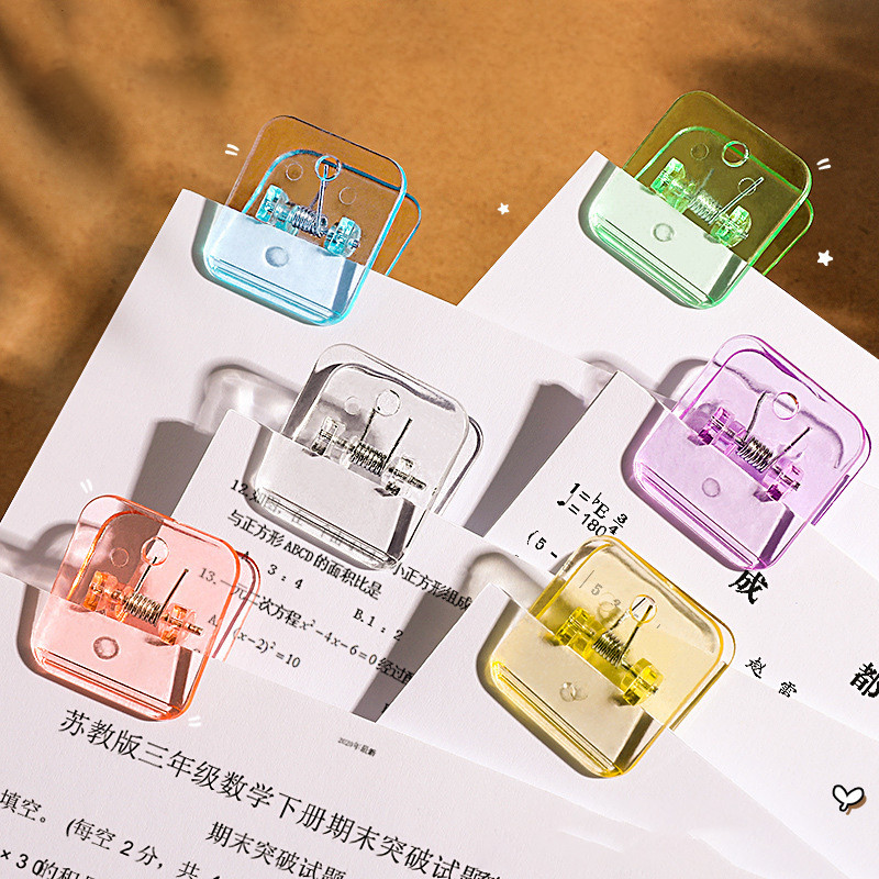 

5pcs Kawaii Transparent Paper Clips Candy Color File Documents Binder Clips Notebook Bookmarks Index Page Tickets Holder Clamps