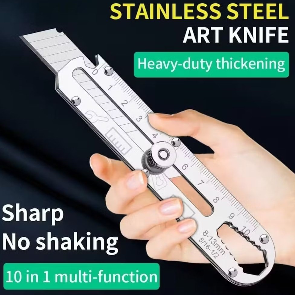 

Pisau Cutter Serbaguna 9 in 1 Stainless Steel | Alat Potong Presisi dan Multifungsi | Pisau Serbaguna /pcs