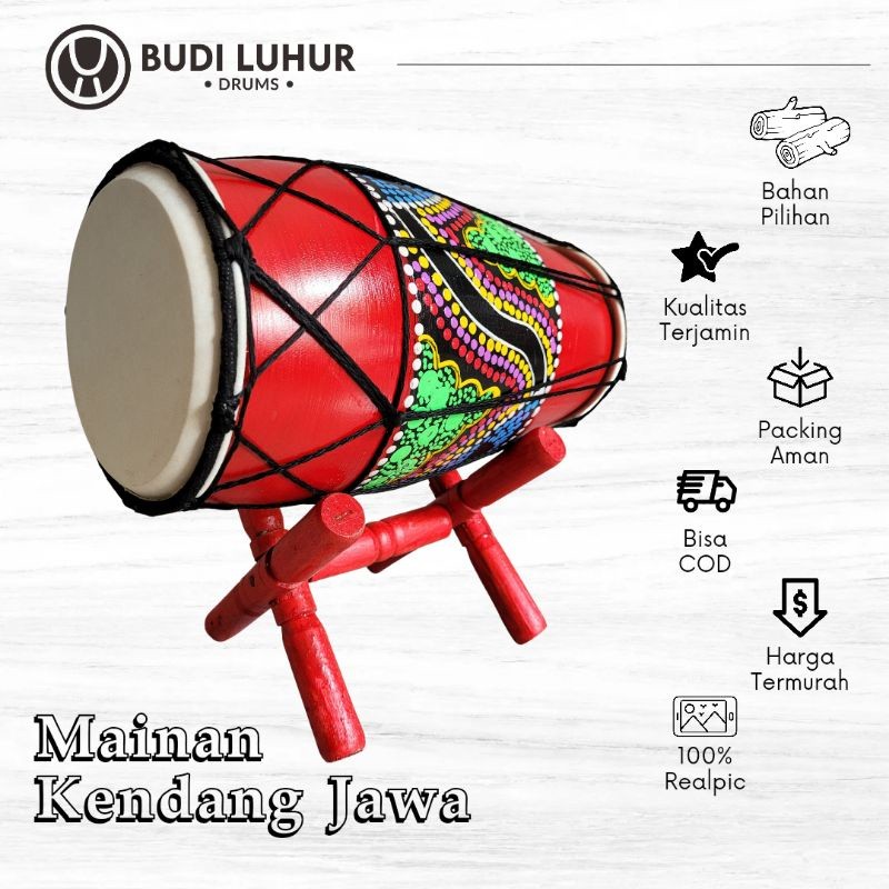

DC___ Mainan Tradisional Anak Kendang Jawa Seni Jaranan Panjang 30cm Motif Unik Berkualitas