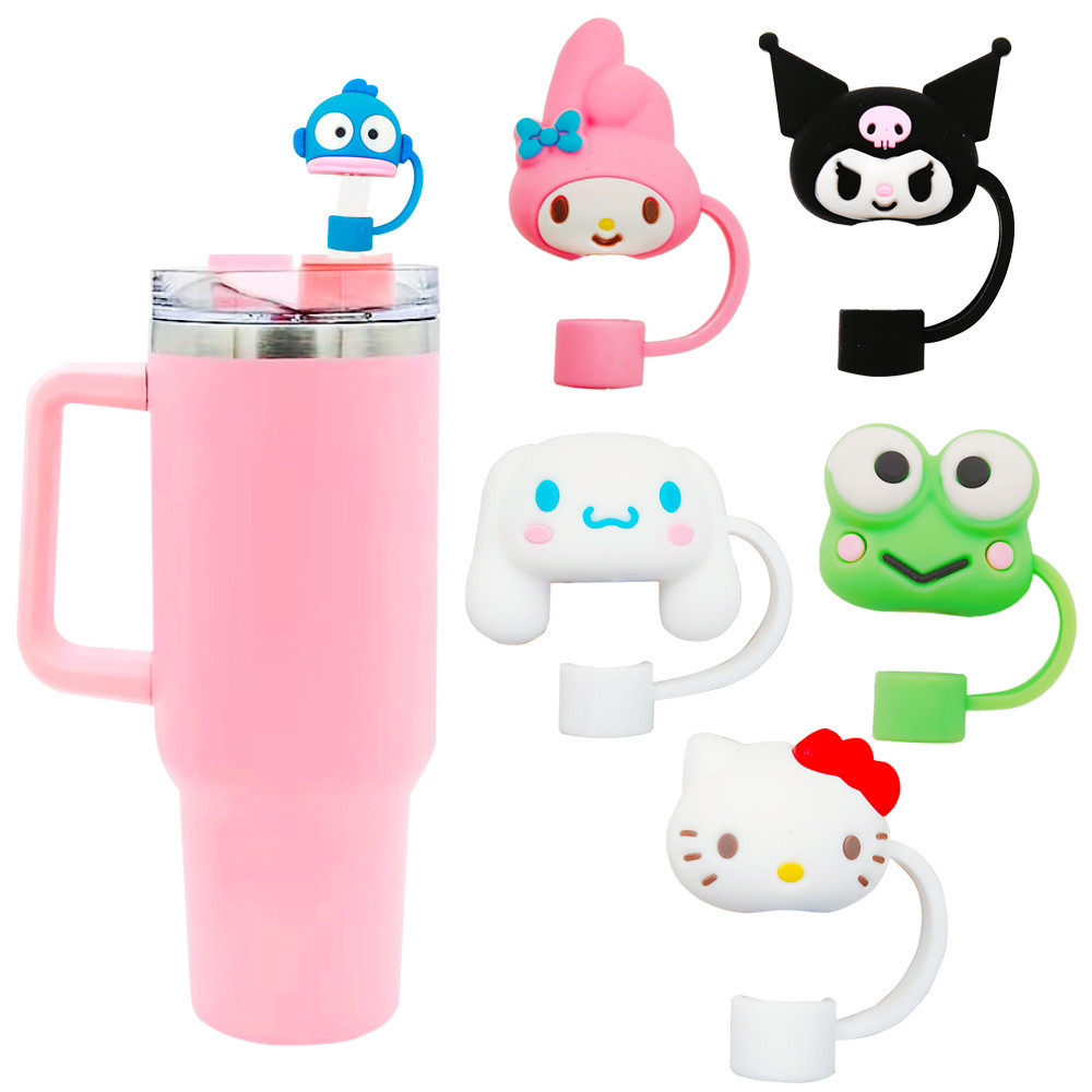 

Sanrio Dustproof Straw Cap Hello Kitty Cinnamoroll Cute Cartoon Silicone Straw Cap Kulomi Straw Cup Accessories Party Props Gift