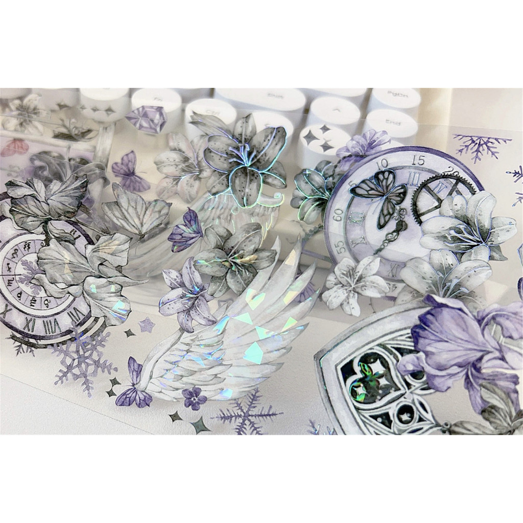 

Vintage Lily Wing Butterfly Floral Washi PET Tape for Card Making Decoration DIY Scrapbooking Plan Stickers