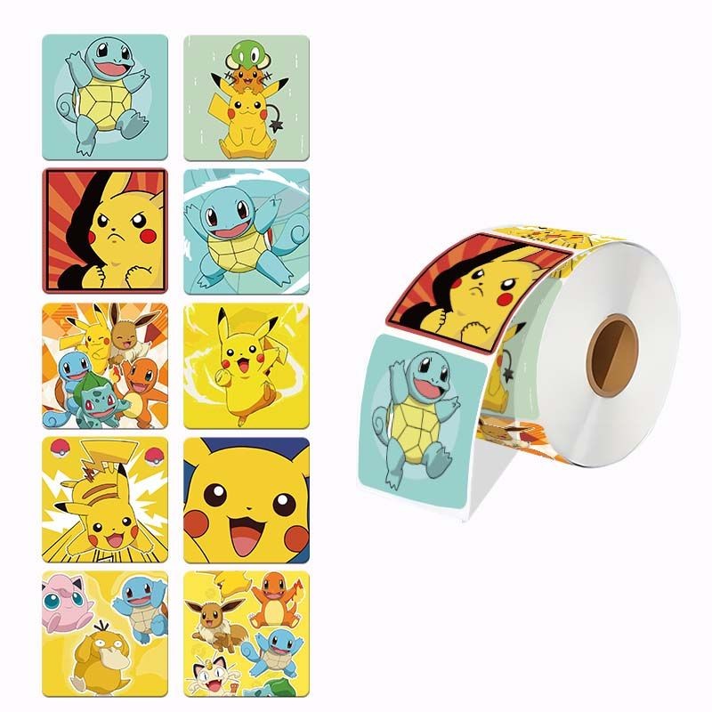 

500pcs Pokemon Pikachu Sealing Stickers Anime Cute Cartoon Stickers Round Diy Decor Album Diary Label Graffiti Sticker