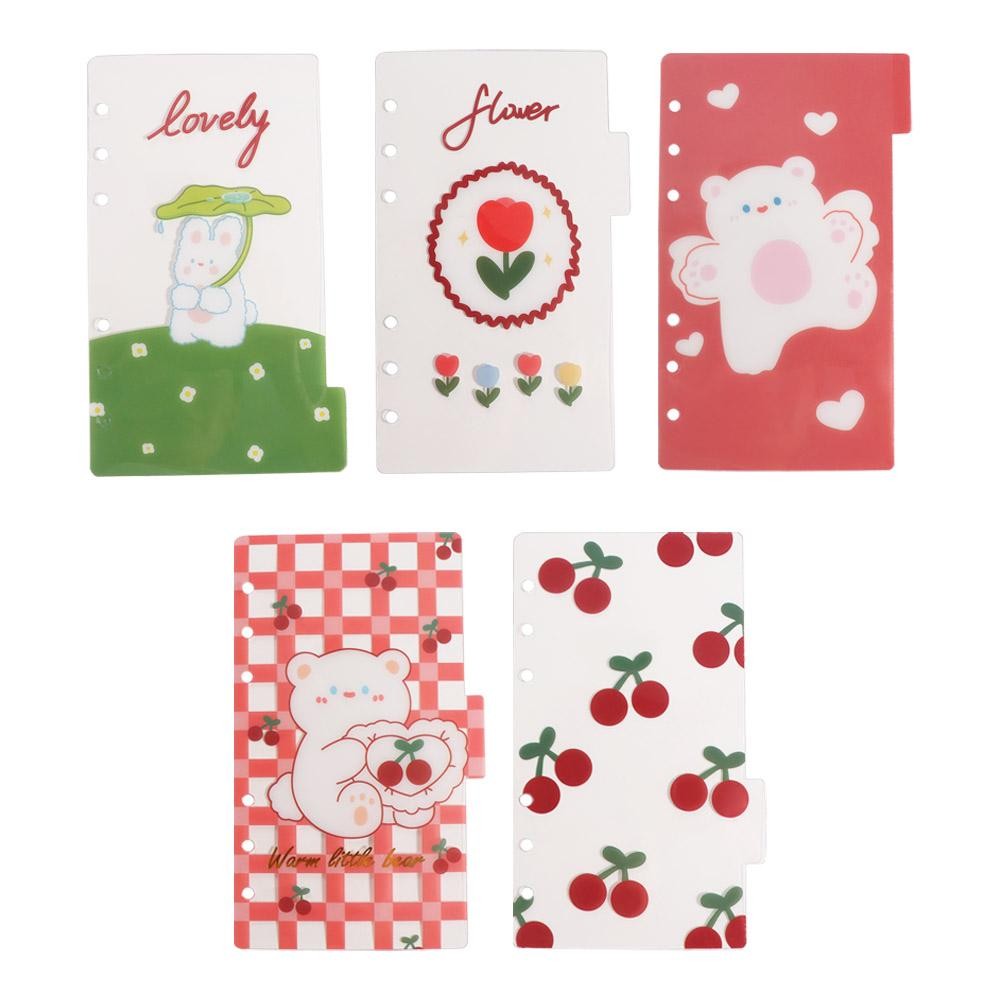 

5Sheets A6 Loose-Leaf Notebook Refill Paper Bear Flower Spiral Binder Divider Page Separator 6-hole Indexing Cards