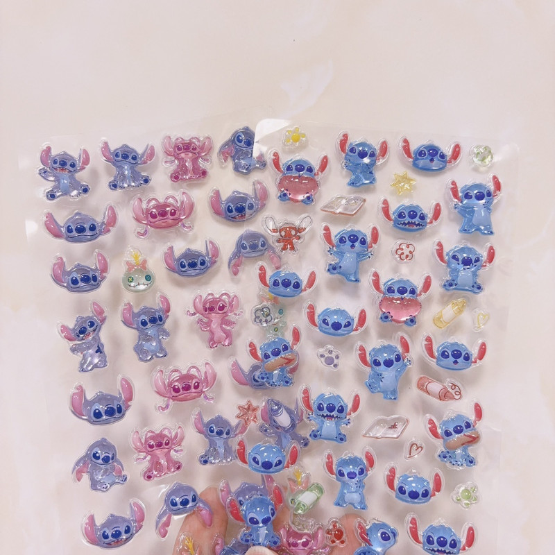 

Disney Stitch Cartoon 3D Jelly Patch Diy Accessories Sticker Children's Handmade Reward Crystal Stickers Holiday Toys Gifts
