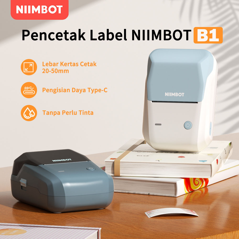 

NIIMBOT B1 Printer Label Nirkabel Bluetooth, Mesin Cetak Stiker Harga/Barcode/Kode QR/Logo