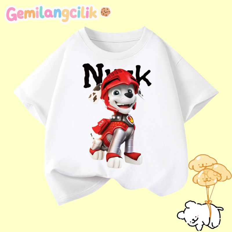 Gemilang Cilik Kaos Anak Laki-laki Paw Patrol Musim Panas Katun Longgar Pakaian Anak-anak Baru