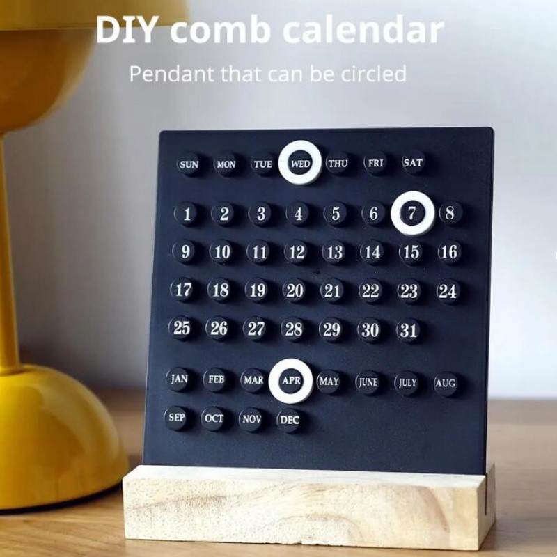 

Acrylic Wooden Base Handmade DIY Calendar Office Desktop Home Decorative Digital Small Ornament Ten Thousand Year
