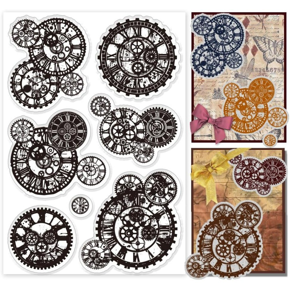 

1pc Mechanical Gears Clear Stamp Craft Stamps Gear Patterns Rubber Stamps Steampunk Silicone Stamp for Scrapbooking