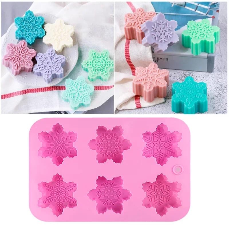 

3D Snowflake Silicone Candle Molds DIY Handmade Soap Chocolate Cake Decoration Baking Mold Party Gift