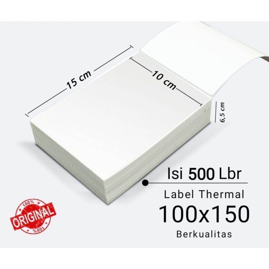 

Label Thermal 1 PACK Ukuran 100 x 150 isi 500 lembar A6 KERTAS (LIPAT)