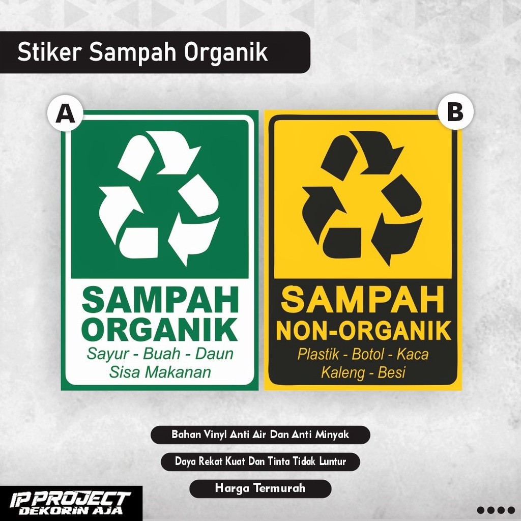 

Stiker sampah organik non organik / stiker limbah organik non organik / stiker sampah kering / sticker sampah basah