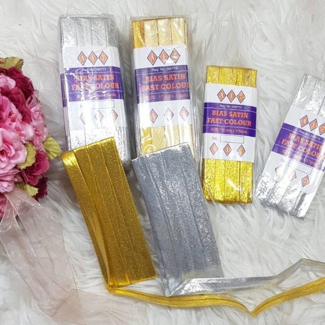 

Bisban Polos Emas Dan Silver 3 Yard X 12Pcs (Lusinan)