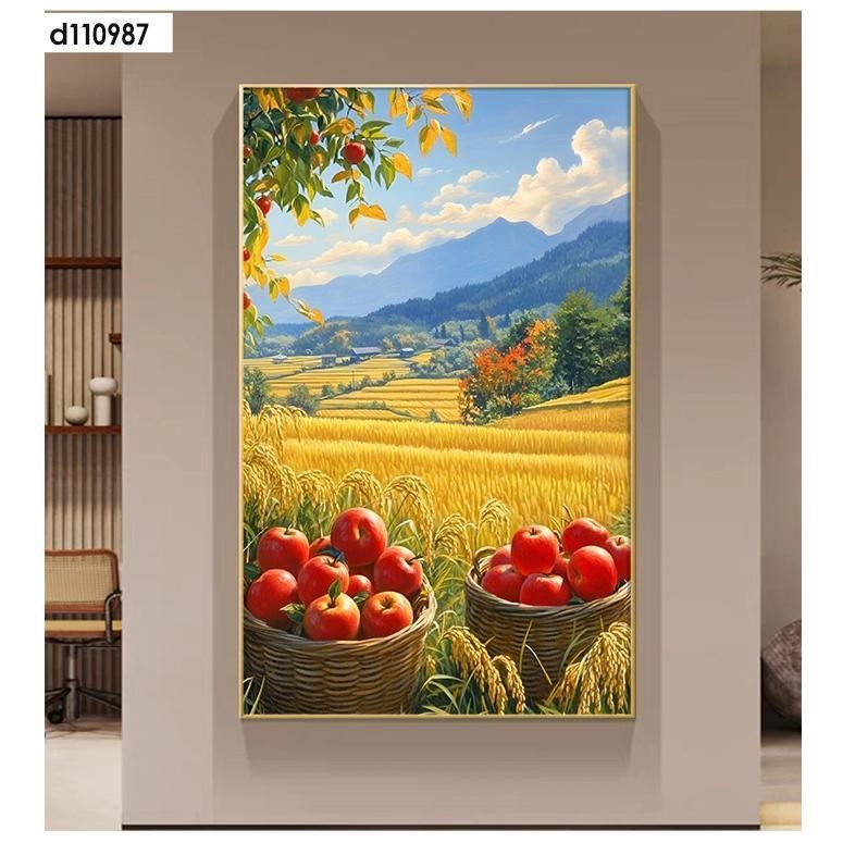 WALPAPER DINDING COSTUM, Walpaper/Lukisan berperekat, lukisan dekoratif FRUIT HARVEST SEASON, stiker