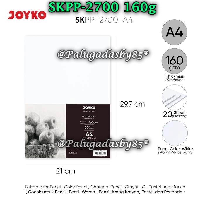 

(1 Pak) GROSIR Sketch Paper JOYKO SKPP-2700-A4 160g / JOYKO Kertas Sketsa SKPP-2700 (1 Pak)
