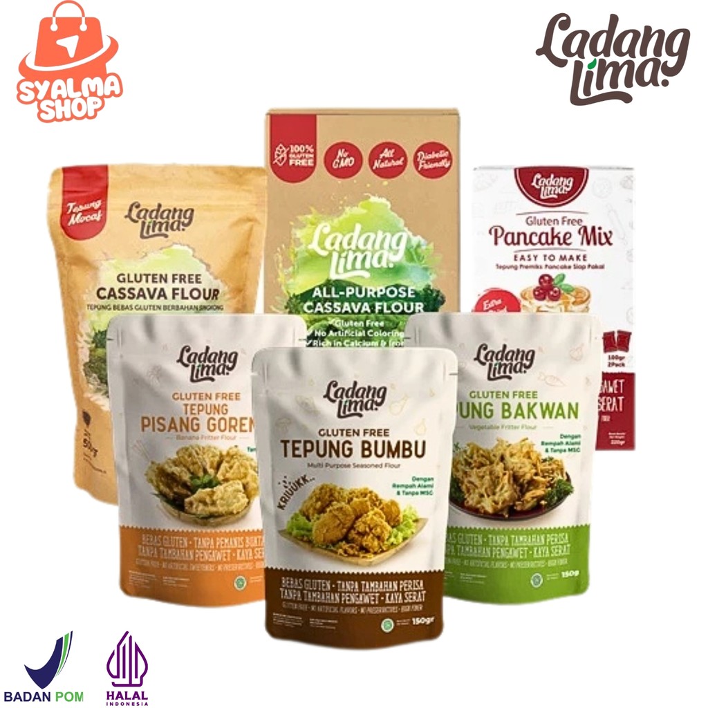 

Ladang Lima Tepung Bumbu Premix Gluten Free Singkong Pancake Pisang Bakwan Brownies