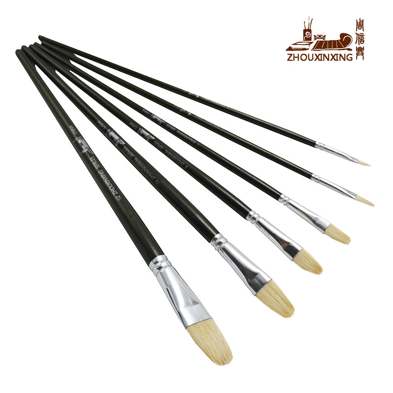 

6 pcs/Set oil painting pen set pig mane bristles tongue peak painting supplies oil painting pen special for painting brush art