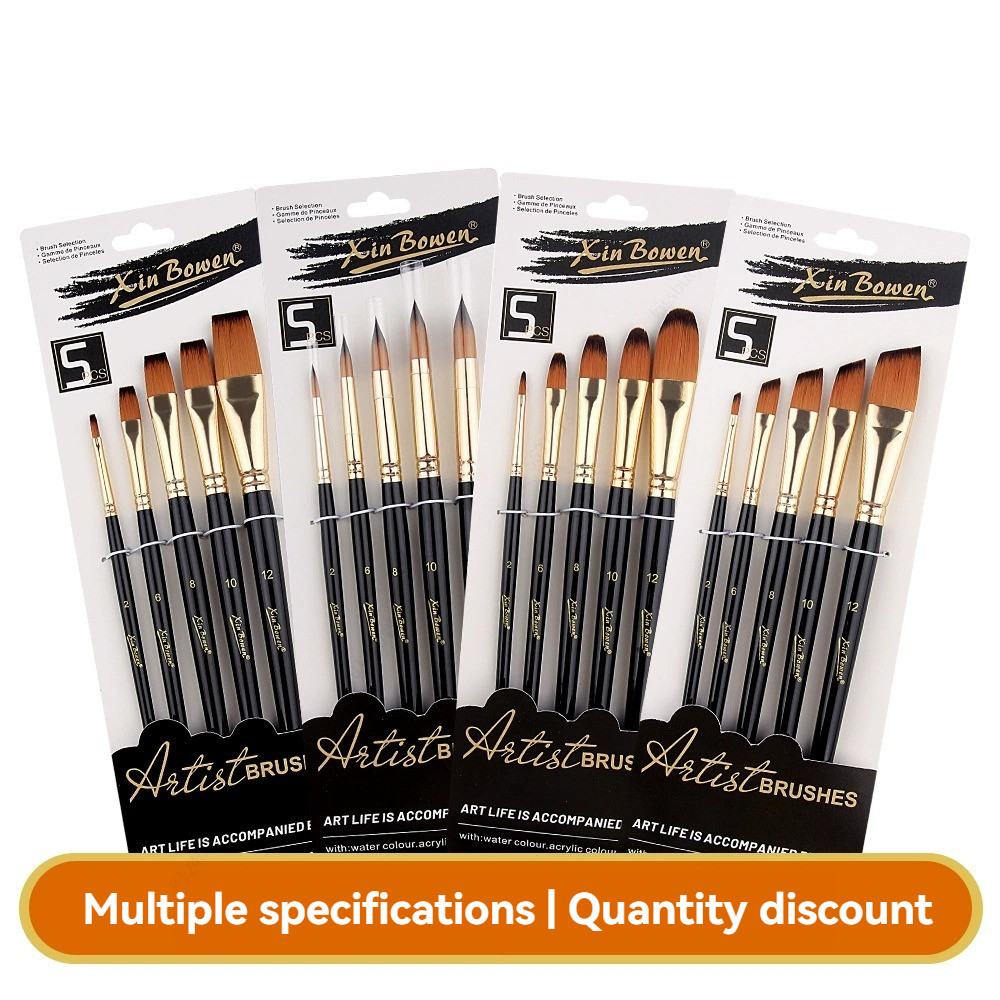 

5 Pcs Acrylic Paint Brush Set, Painting Brush Nylon Brushes,for Oil/Watercolor Painting Artist Professional Kits
