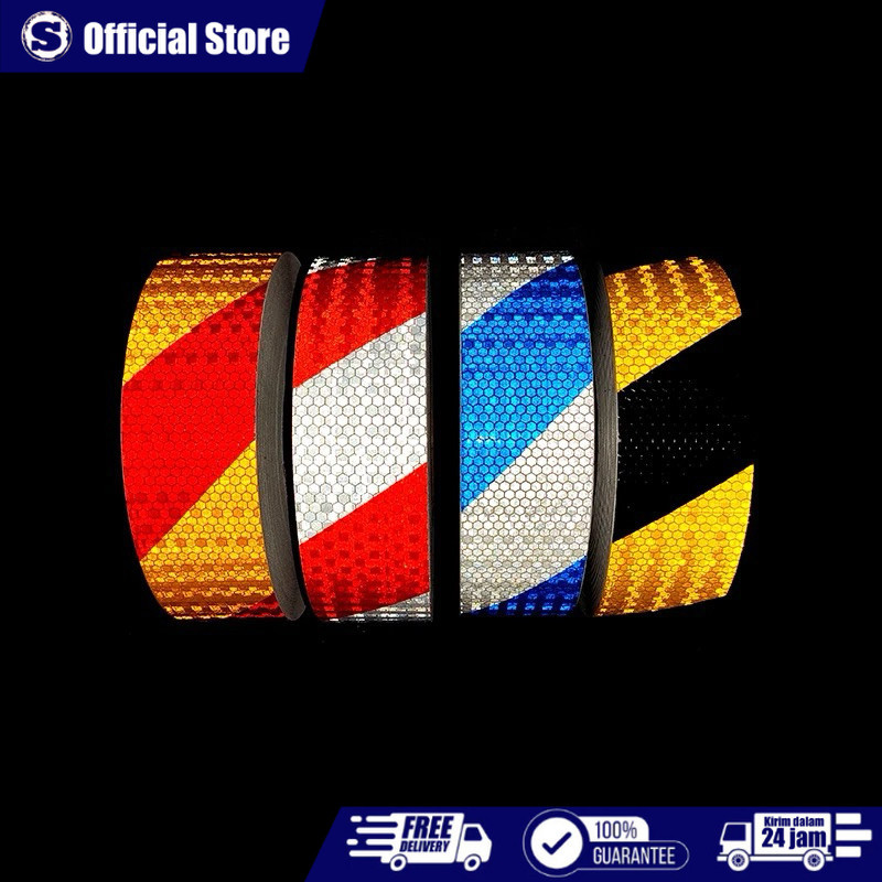 5 cm x 45 Meter Stiker Reflektor Berkualitas Stiker Kir Lolos Dishub Untuk Mobil Box Engkel Truk Sti