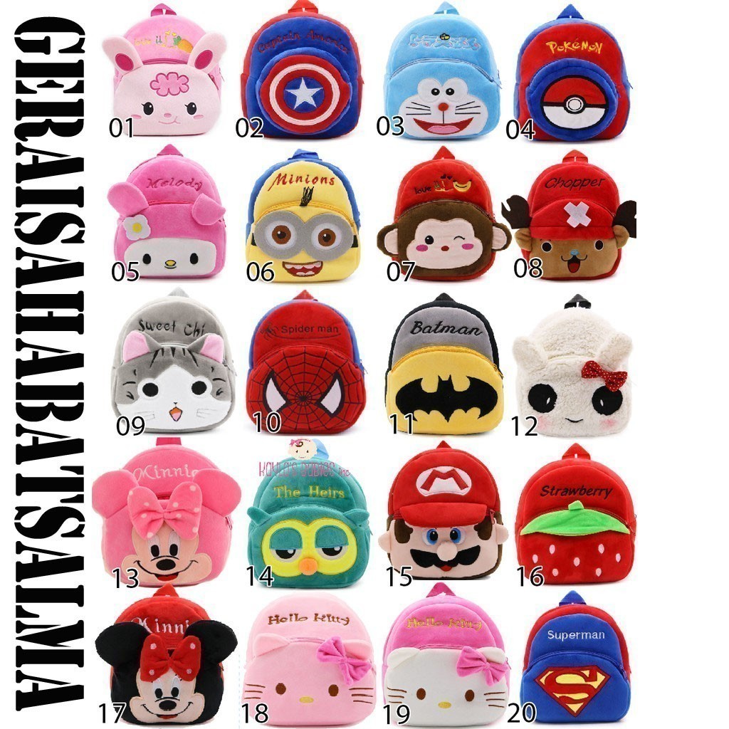 (TAR) Tas Anak Ransel kecil Sekolah Anak TK Tas Karakter Anak Backpack Motif Kartun Murah Import