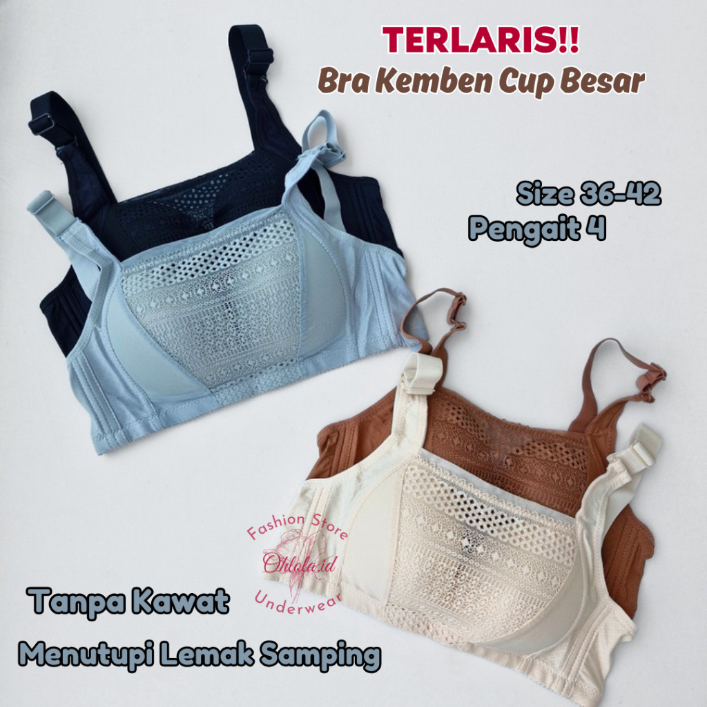 USYSHOP 3 Pcs Bra Kemben Tiana Teli Twineery Hanabra Toyazi 701 Kait 4 Cup Besar Bh Telaris Tanpa Ka