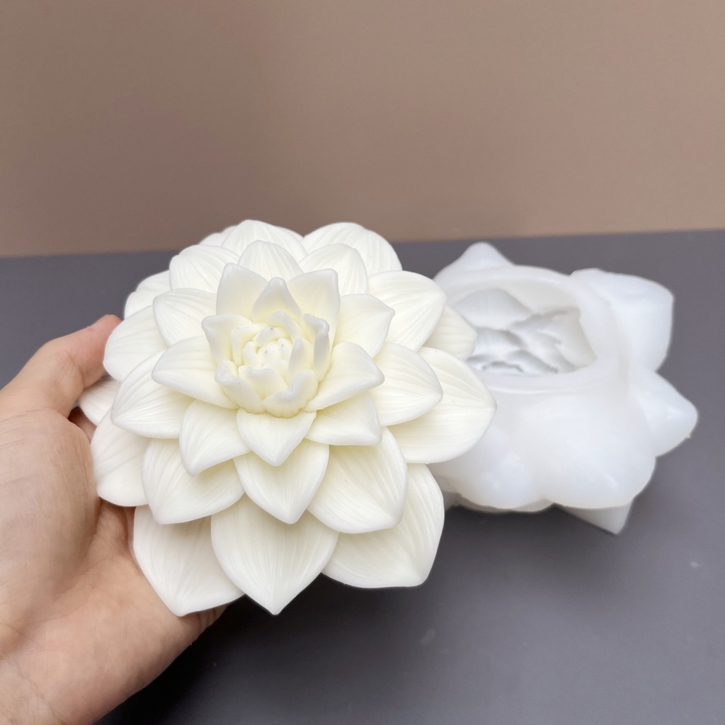 

3D Large Lotus Flowers Candle Silicone Mold Flower Peony Flower Rose Candle Mould Gift Resin Mold Gypsum Molds