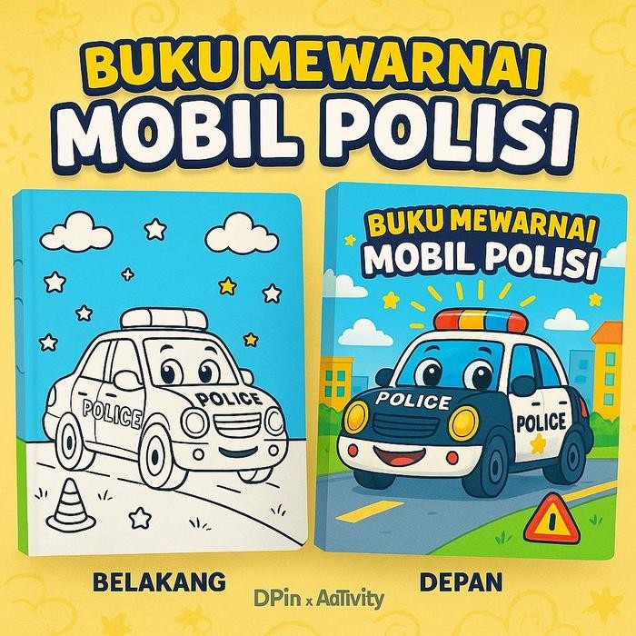 

DpinxAaTivityBuku Gambar Mewarnai [ MOBIL POLISI] Anak Karakter Lucu – Edukasi & Hiburan Kreatif | Buku Aktivitas Belajar Menggambar untuk PAUD TK SD - A4