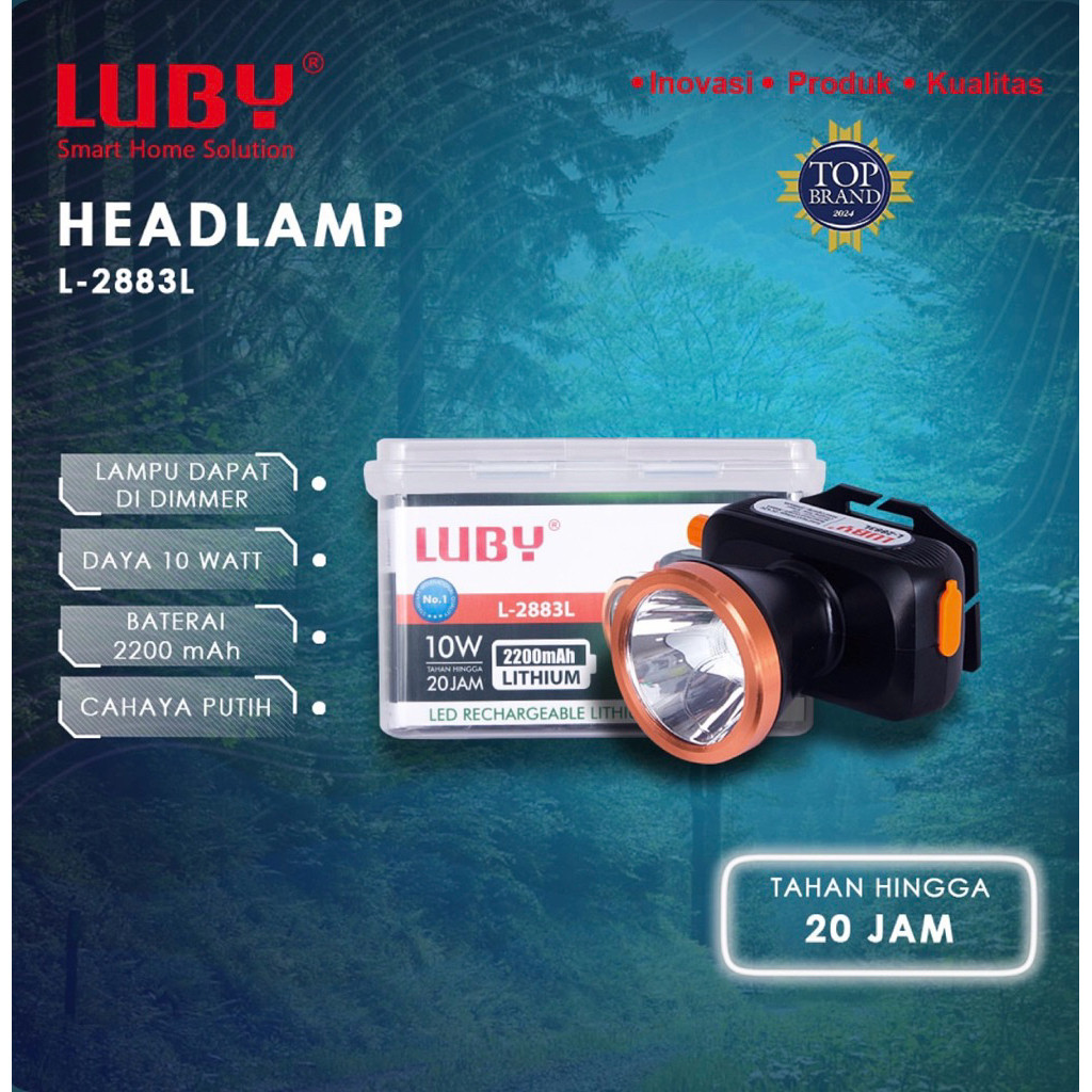 Senter Kepala/Headlamp LUBY L 2883L 10 watt+Free lensa kuning / L-2883L