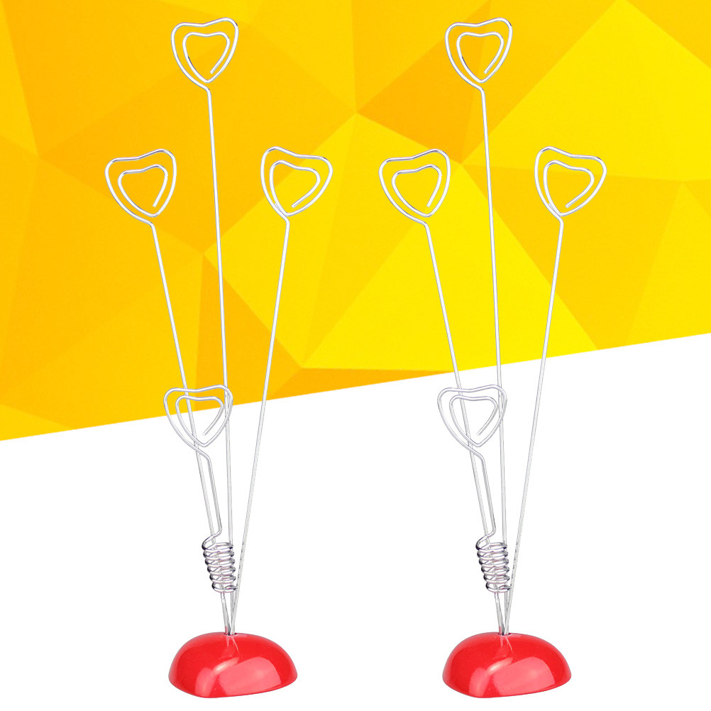 

2pcs Red Heart-shaped Base Photo Holder Heart Shape Note Memo Clip Tree Simple Office Desktop Note Clip Decoration