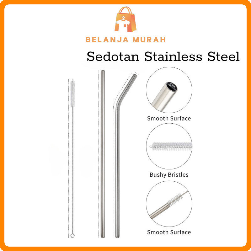 BEM - Sedotan Stainless Steel Lurus- Straw Stainless Steel Food Grade - Sedotan / Sedotan Stainless 