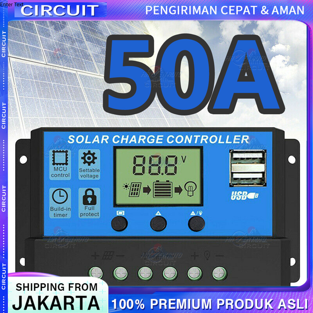 【COD】Solar Charge Controller LCD LED Display Solar PWM 12V/24V 50A 60A USB Panel Surya Charge Cell P
