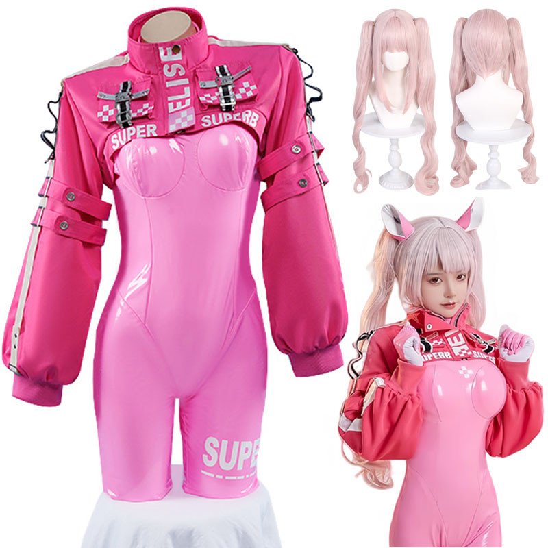 Women’s Nikki Alice Cosplay Costume Bodysuit with Ear Gloves Wig Cosplay Latex Cat suit Jumpsuit Jac