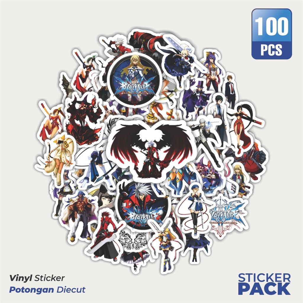 

100 PCS STIKER Stiker Game Series Blaz Blue Karakter Mix 9 Waterproof Aesthetic- Untuk Laptop, Motor, dan Helm - Paper Stationery Pack