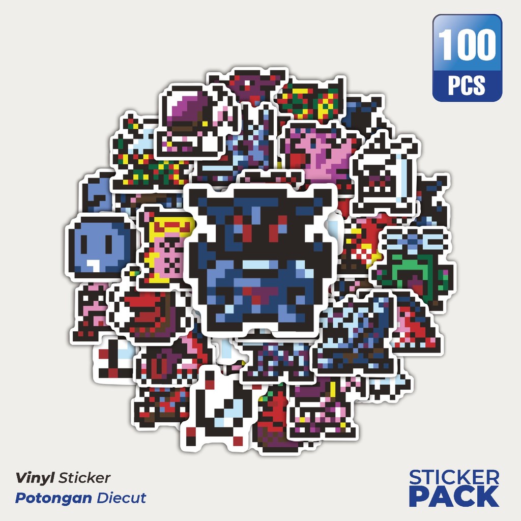 

100 PCS STIKER Stiker Pixel Digimon V25 Waterproof Aesthetic- Untuk Laptop, Motor, dan Helm - Paper Stationery Pack