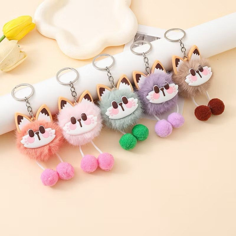 TSB205 Gantungan Tas Kunci Boneka Kucing Bulu Lucu Bag Cat Keychain Accessories Gantungan Kunci Berb