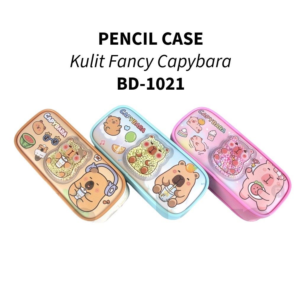 

❤️️Tempat Pensil Kulit XIAOLINGJING BD-1021 / Kotak Pensil Kulit 2 Resleting Capibala❤️️