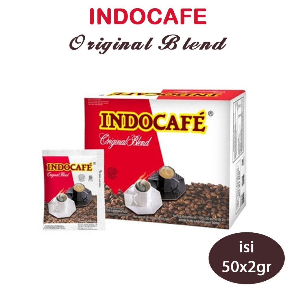 

Indocafe Original Blend Box isi 50 x 2 gr | Indocafe Original Blend Sachet