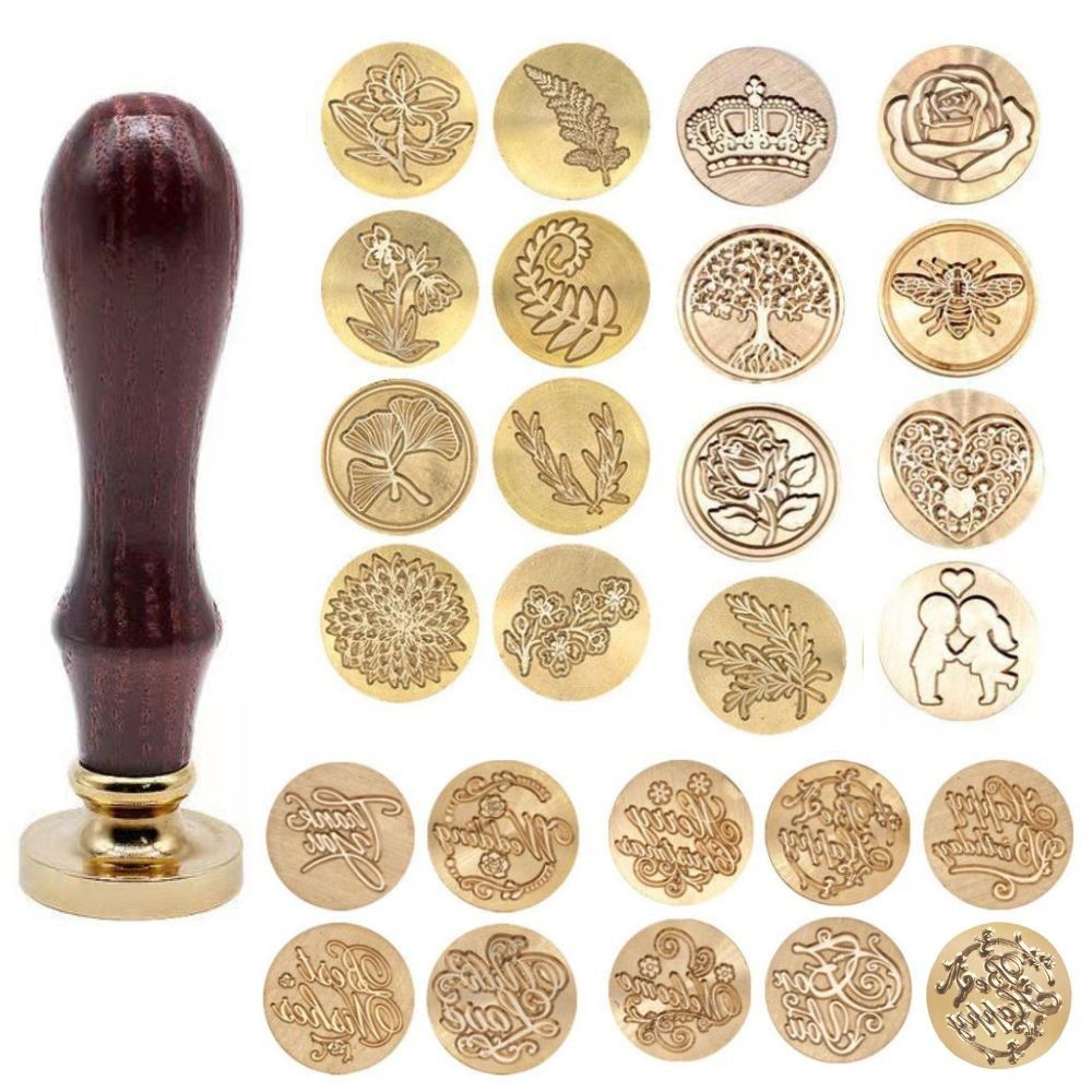 

DIY Retro Antique Metal Plant Sealing Wax Seal Stamp for DIY Wedding Invitations Decor Ancient Wax Stamp Craft