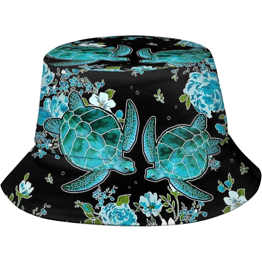 Cute Sea Turtle Bucket Hat Packable Fishing Sun Cap Summer Fisherman Hats for Women Men Teens
