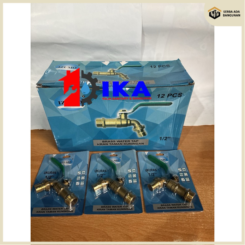 SAB Grosir 1 box = 12 Bh kran izumo tembok kuningan