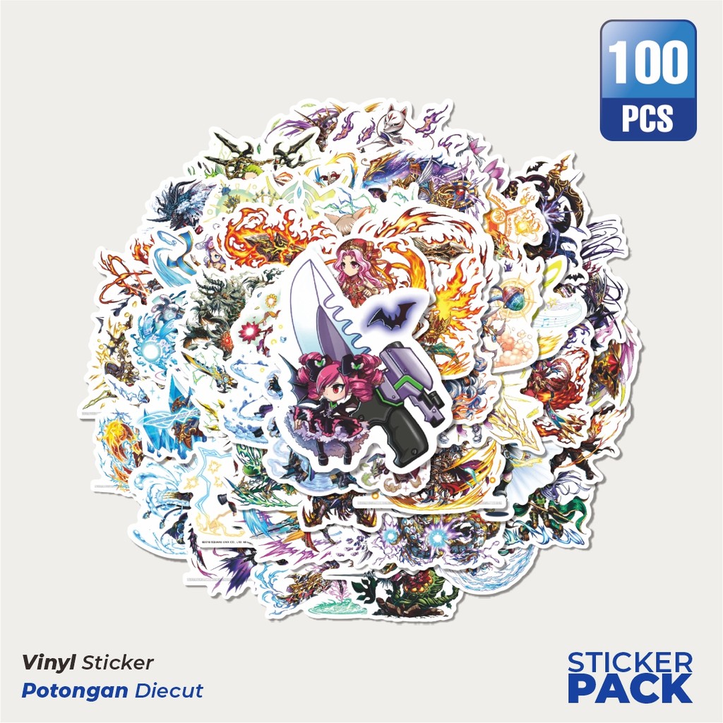 

MURAH 100 PCS Stiker Game Series Brave Frontier Karakter Mix 8 Waterproof Aesthetic- Untuk Laptop, Motor, dan Helm - Paper Stationery Pack