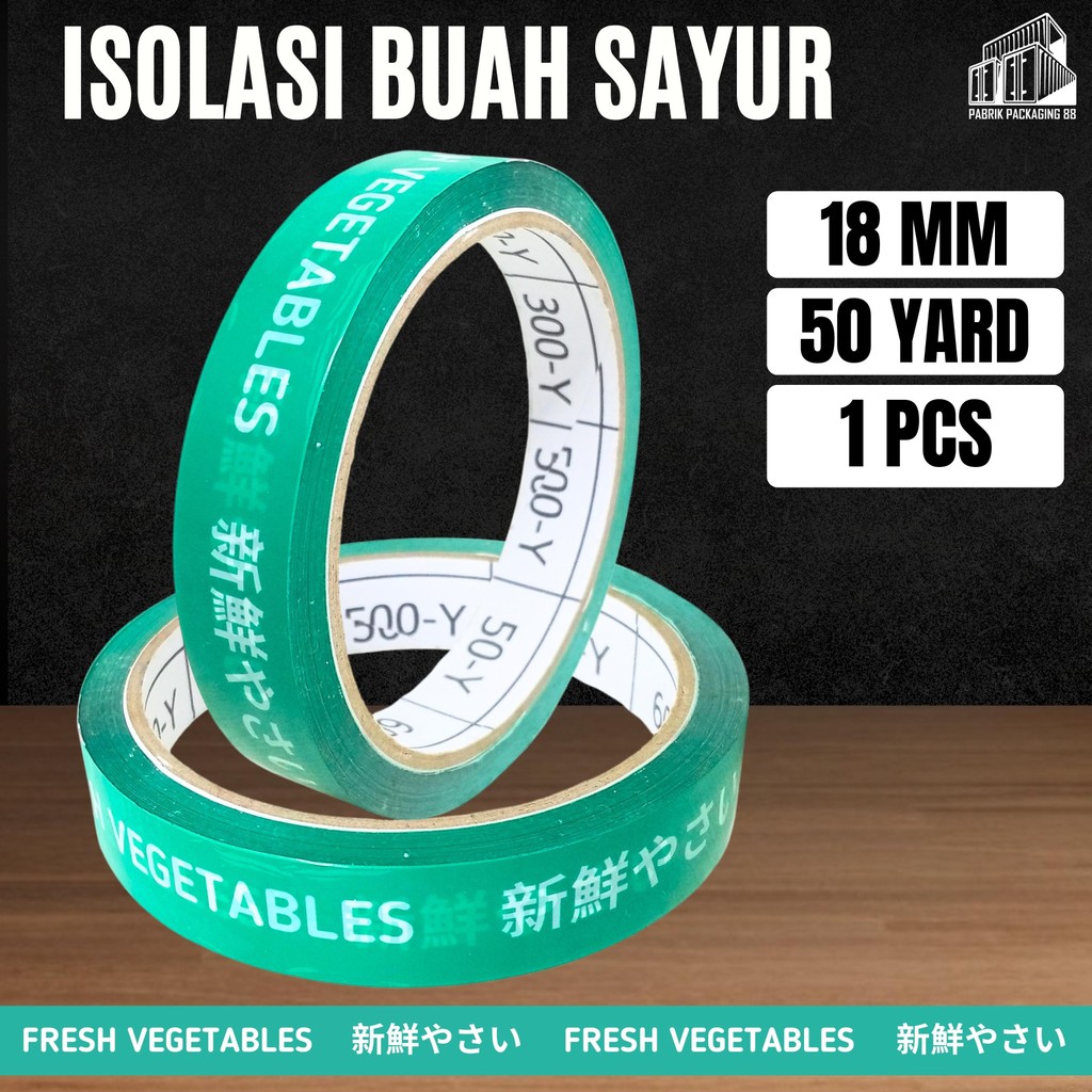 

Lakban Sayur Fresh Vegetables 18MM X 50M | Isolasi Buah Hijau