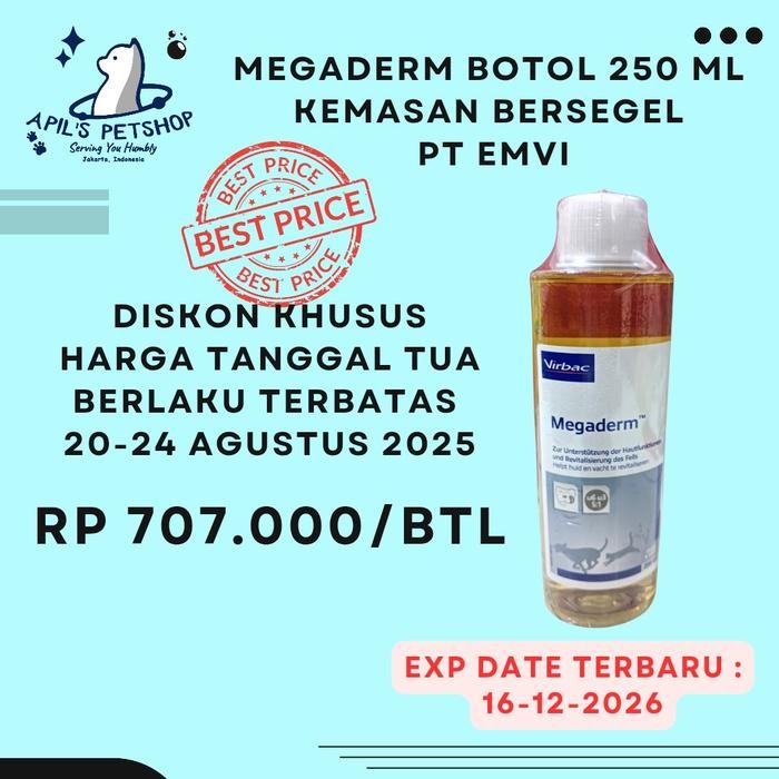 VIRBAC MEGADERM BOTOL 250 ML - VITAMIN UNTUK BULU KUCING DAN ANJING