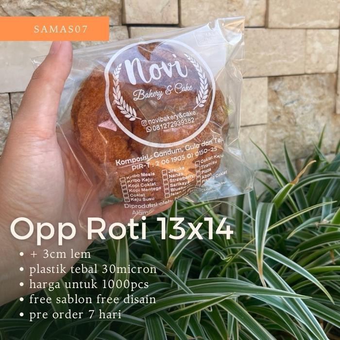 

Sablon Plastik OPP Roti Uk13x14 tebal 30 Sablon 1000pcs Satu Sisi Satu Warna