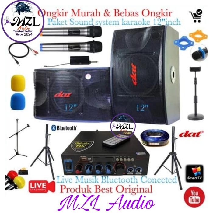 Paket Set Sound Karaoke dat speaker 12 inch Bluetooth Audio musik Live