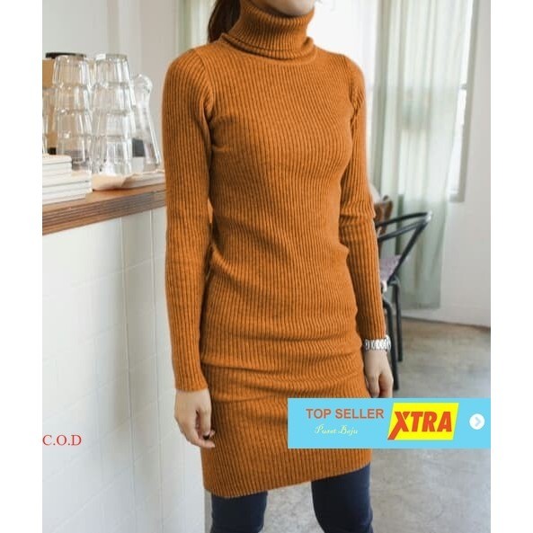 Pusat Baju Dress Agnes bata RO Dress wanita rajut merah bata Supliyer Fashion