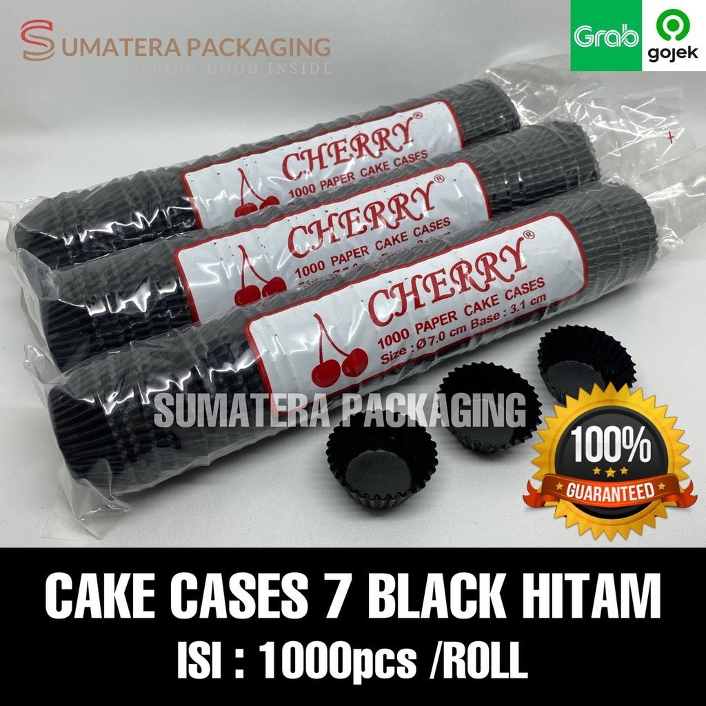 Paper Cake Cases cup 7cm Alas Roti Kue Bolu Kertas CHERRY 7 BLACK HITAM KERTAS TATAKAN KUE MEDAN