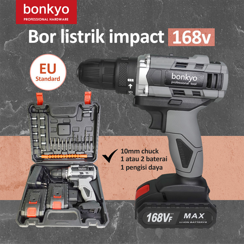 Bonkyo bor tangan listrik Bor Mesin Elektrik Drill Set Reversible Mesin Bor Tangan Listrik