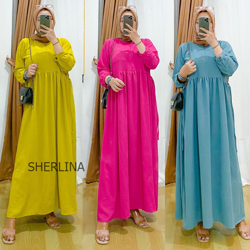 MIDI DRESS RAYON POLOS CRINKLE / MIDI HOMEDRESS / MIDI DRESS BUSUI BUMIL DAN BUSUI